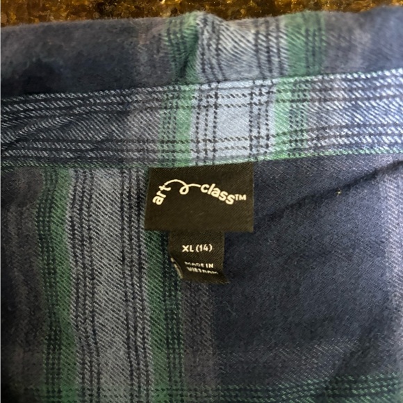 Blue and Green Plaid Button-Up Shirt - Picture 3 of 6